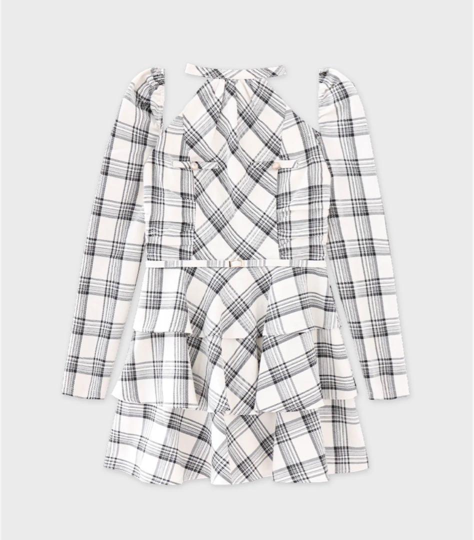 エムミーエメ Sleeve halter check mini onepiece