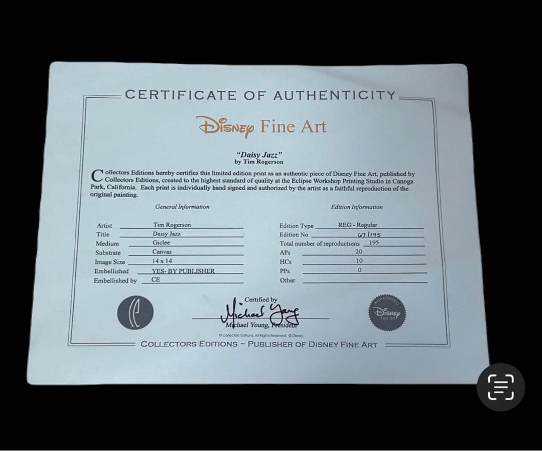 【真作】ティム・ロジャーソン デイジー＆ドナルドジャズ 保証書付　-288