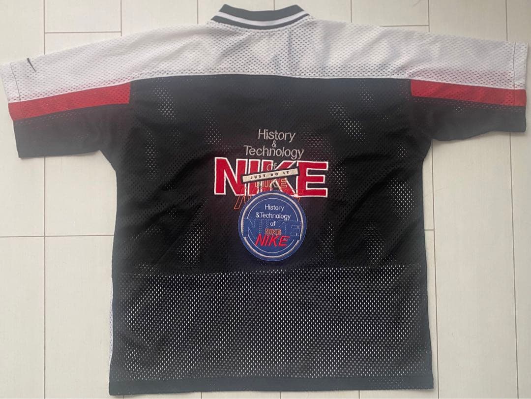 美品 90s vtg NIKE ナイキ メッシュ フットボール シャツ 黒 XL