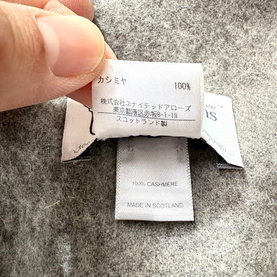 ジョンストンズ 大判マフラー ストール カシミヤ100% 別注 グレー