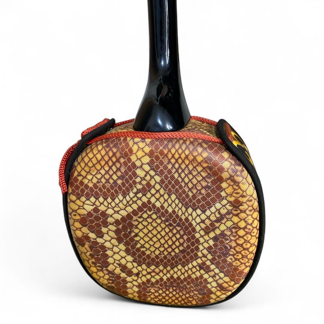 沖縄三味線　和楽器　三味線　人工皮　蛇柄　三線ケース付き