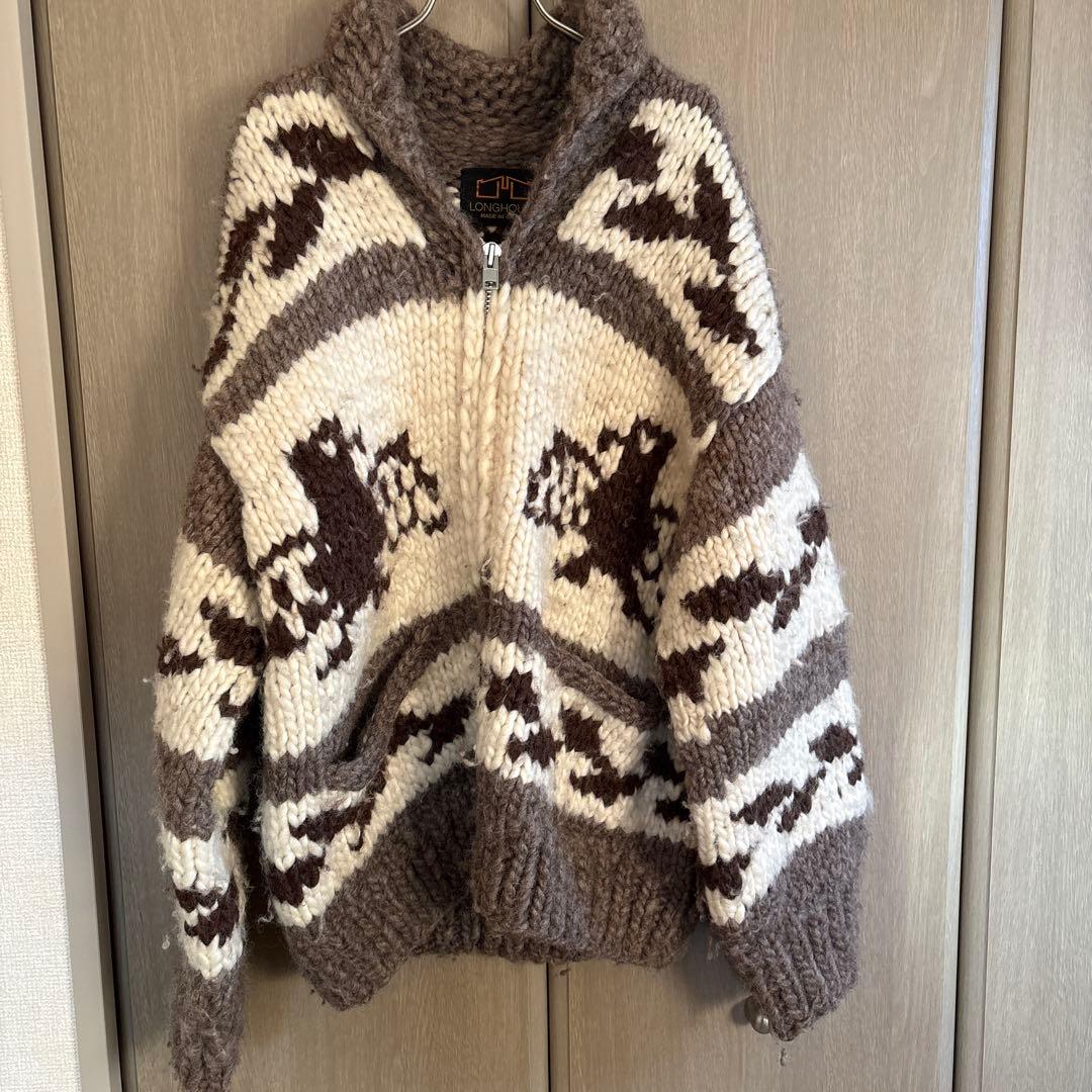 LONGHOUSE vintage カウチン 動物柄セーター 44 - メルカリ