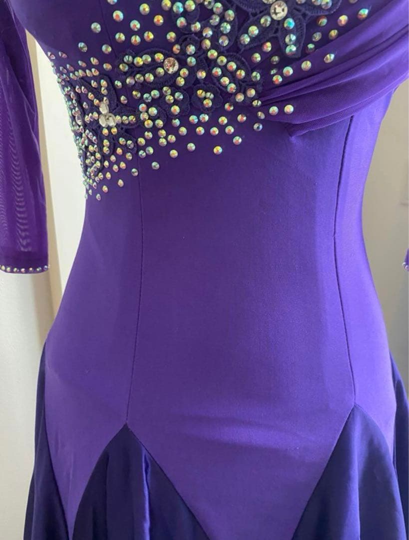 社交ダンス ドレス スタンダード 紫 試着のみ ほぼ未使用品 ストーン付き