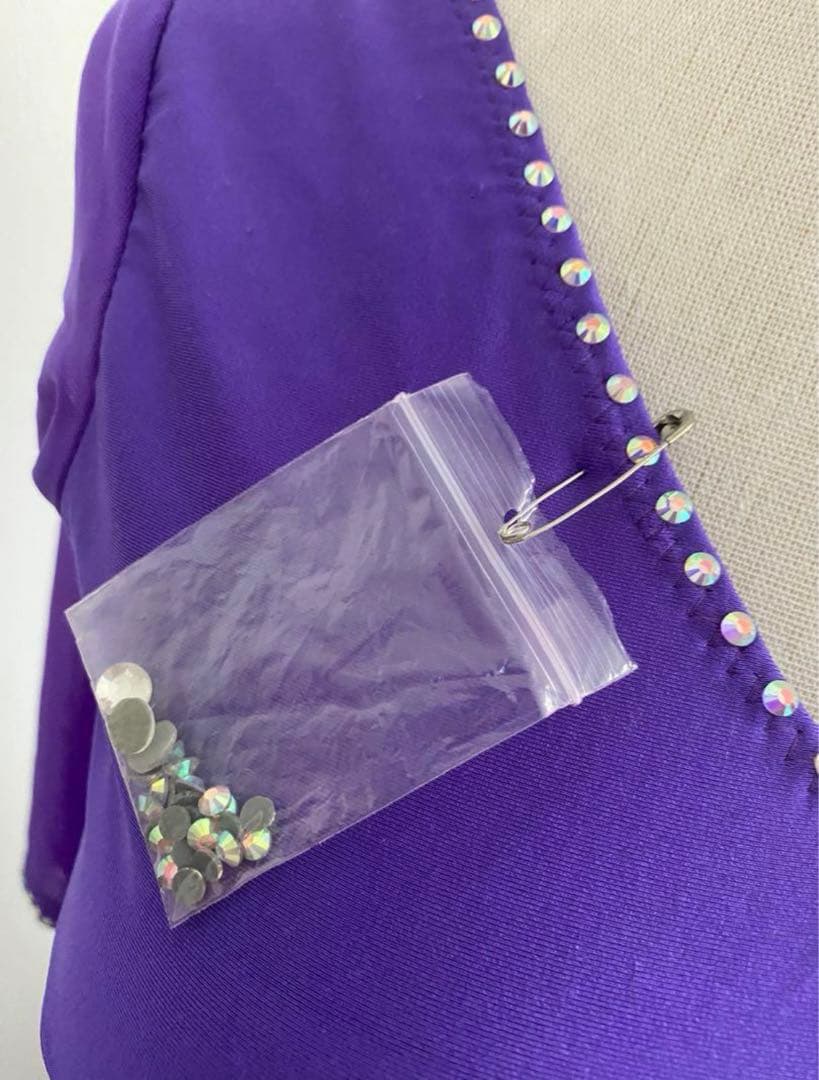 社交ダンス ドレス スタンダード 紫 試着のみ ほぼ未使用品 ストーン付き
