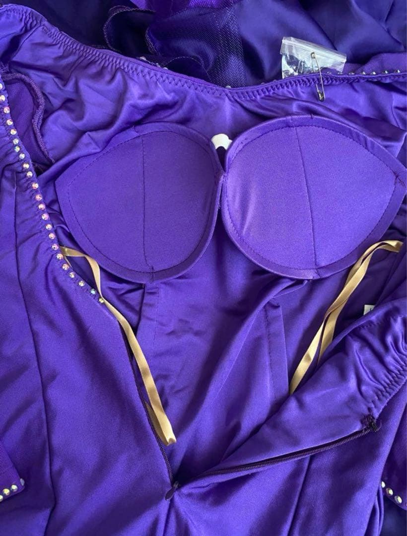 社交ダンス ドレス スタンダード 紫 試着のみ ほぼ未使用品 ストーン付き