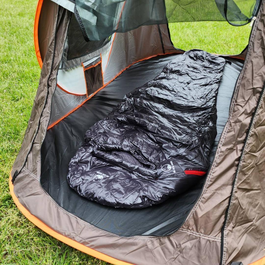 ★✨お得✨★寝心地最高　マミー型　寝袋 ダウンシュラフ　400g　ブラック