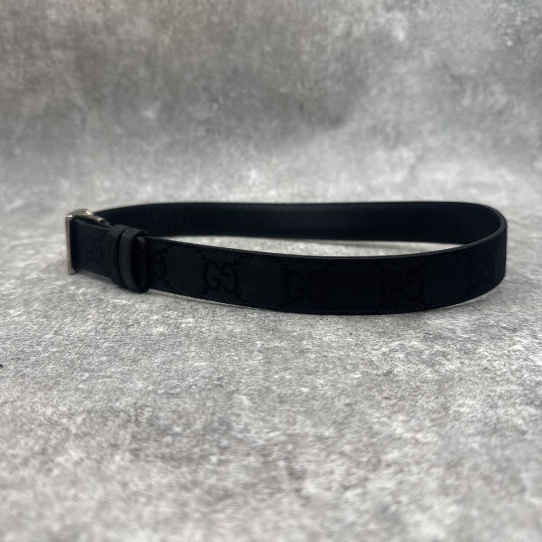 美品 グッチ GGキャンバス ベルト ブラック シルバー金具 - メルカリ