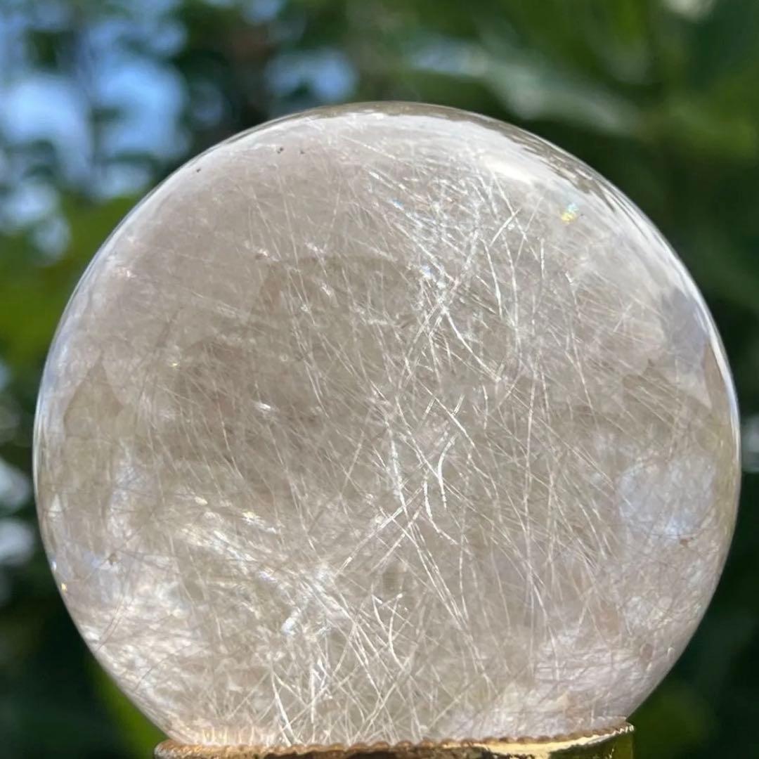 ☆激煌☆美宝珠☆極上別格品☆レインボー ルチル ゴールド シルバー 丸玉 天然石