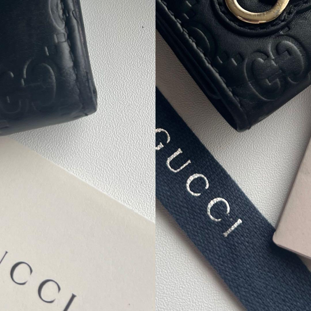 375 美品 GUCCI グッチ シマ キーケース ハート