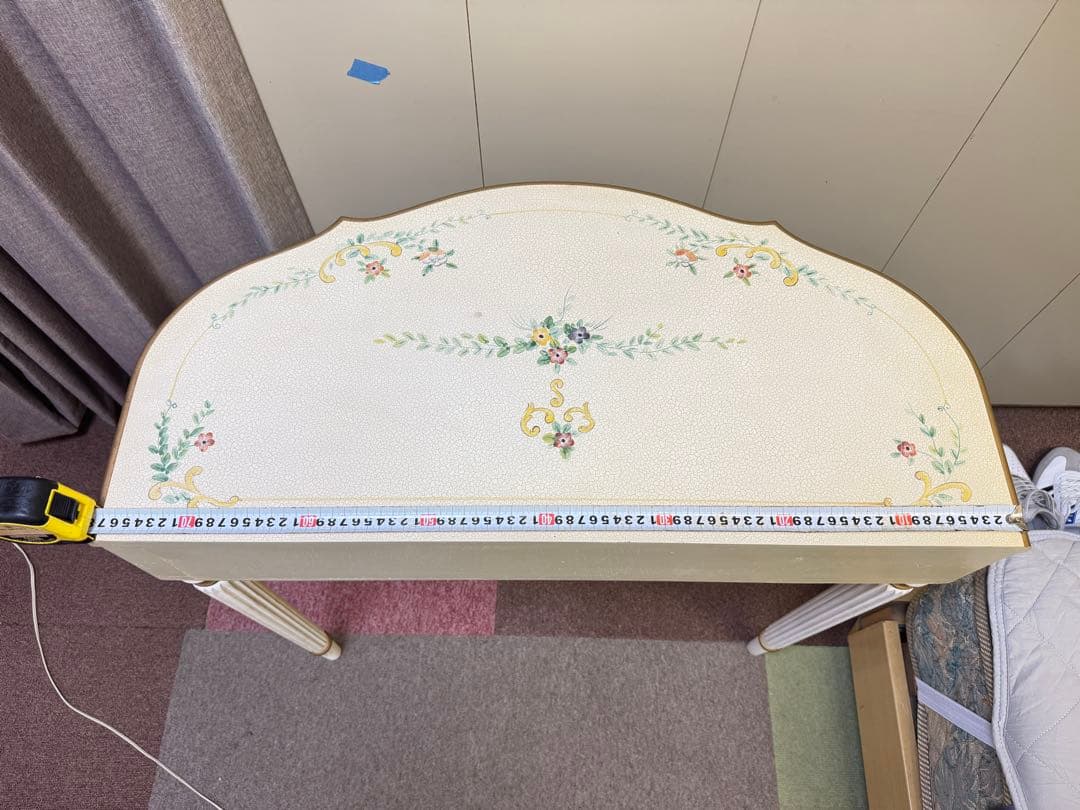 ホワイト サイドテーブル ロココ引き出し 木製