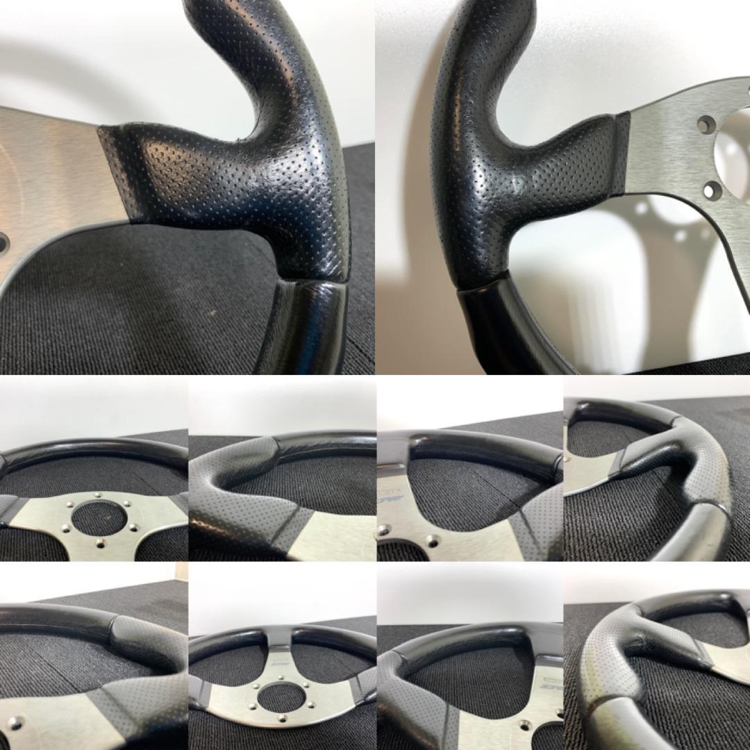 モモ RACE レース ステアリング 35パイ ブラックレザー×シルバースポーク