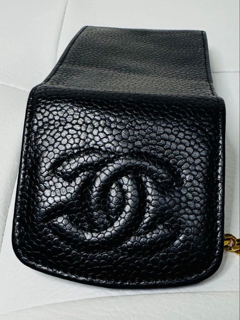 【値下げ希少】CHANEL シャネルキャビア スキン キーチェーン ケース
