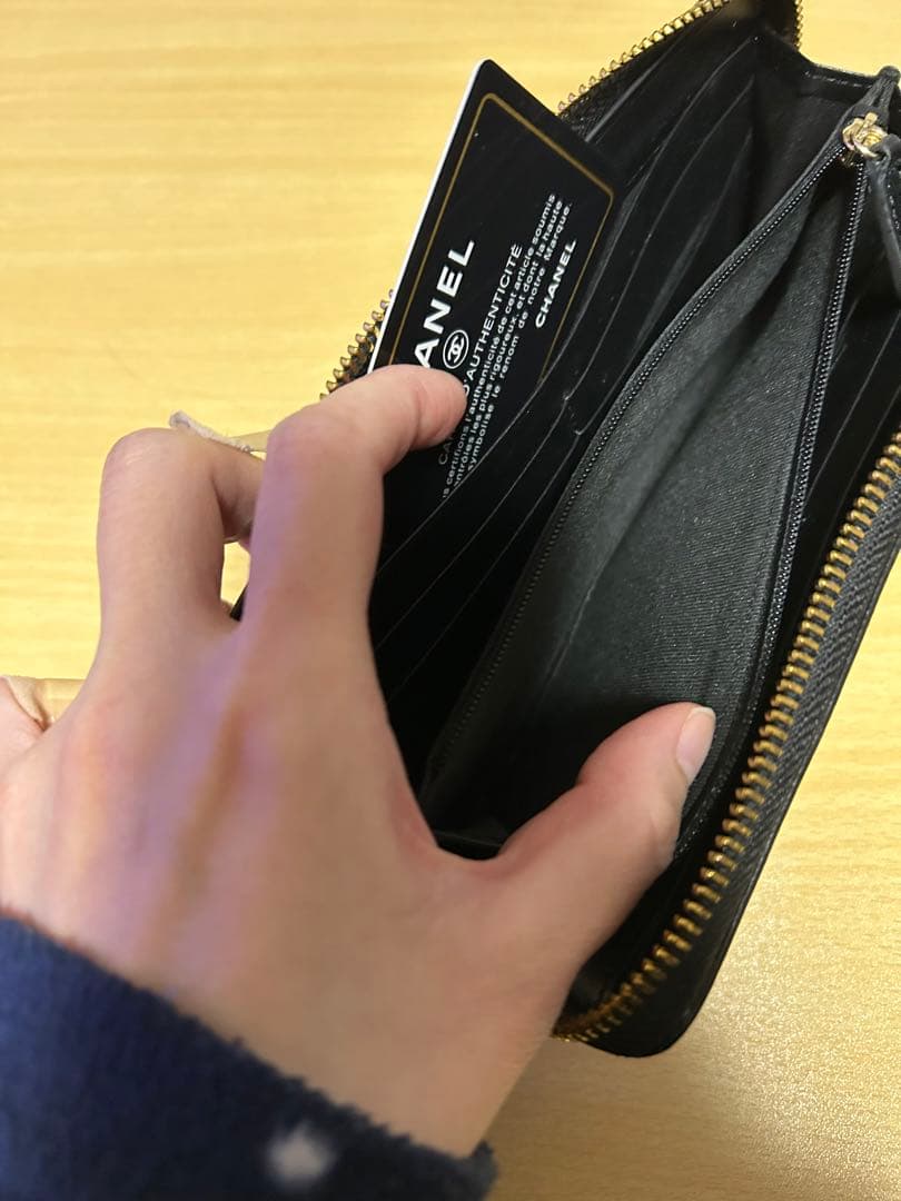 CHANEL 黒 レザー 長財布 キルティング