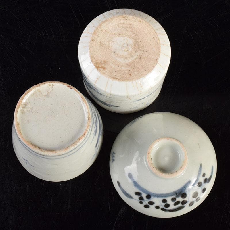 伊万里焼古伊万里染付山水文など猪口ぐい呑酒盃3点VR4972