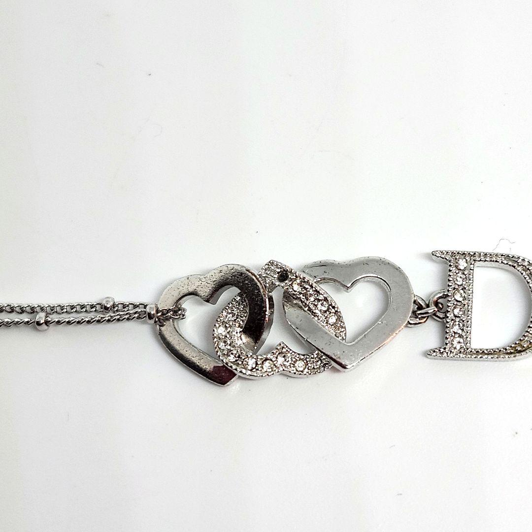 Christian Dior ディオール 3連 ハート ロゴ シルバー ブレス