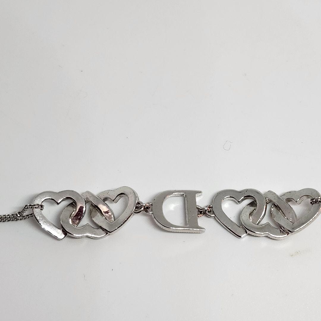 Christian Dior ディオール 3連 ハート ロゴ シルバー ブレス