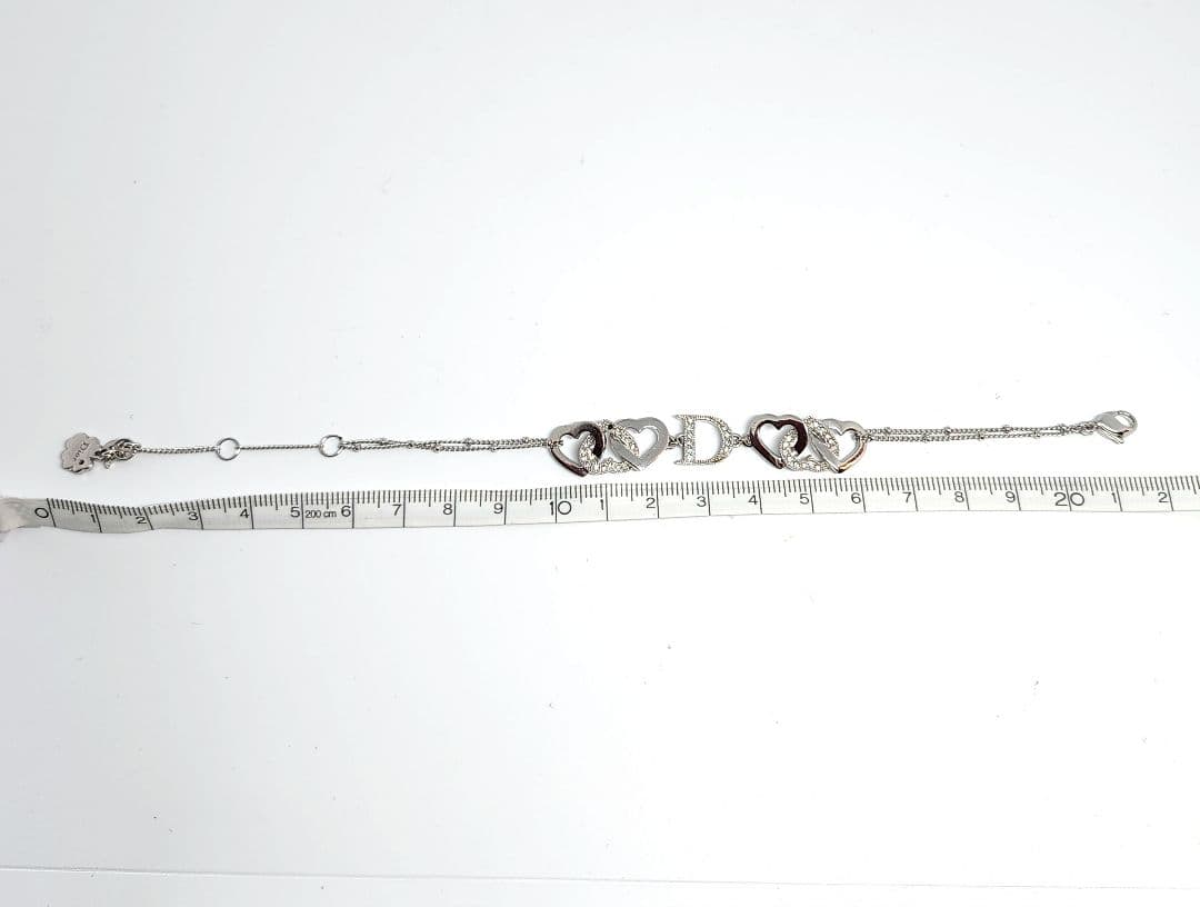 Christian Dior ディオール 3連 ハート ロゴ シルバー ブレス