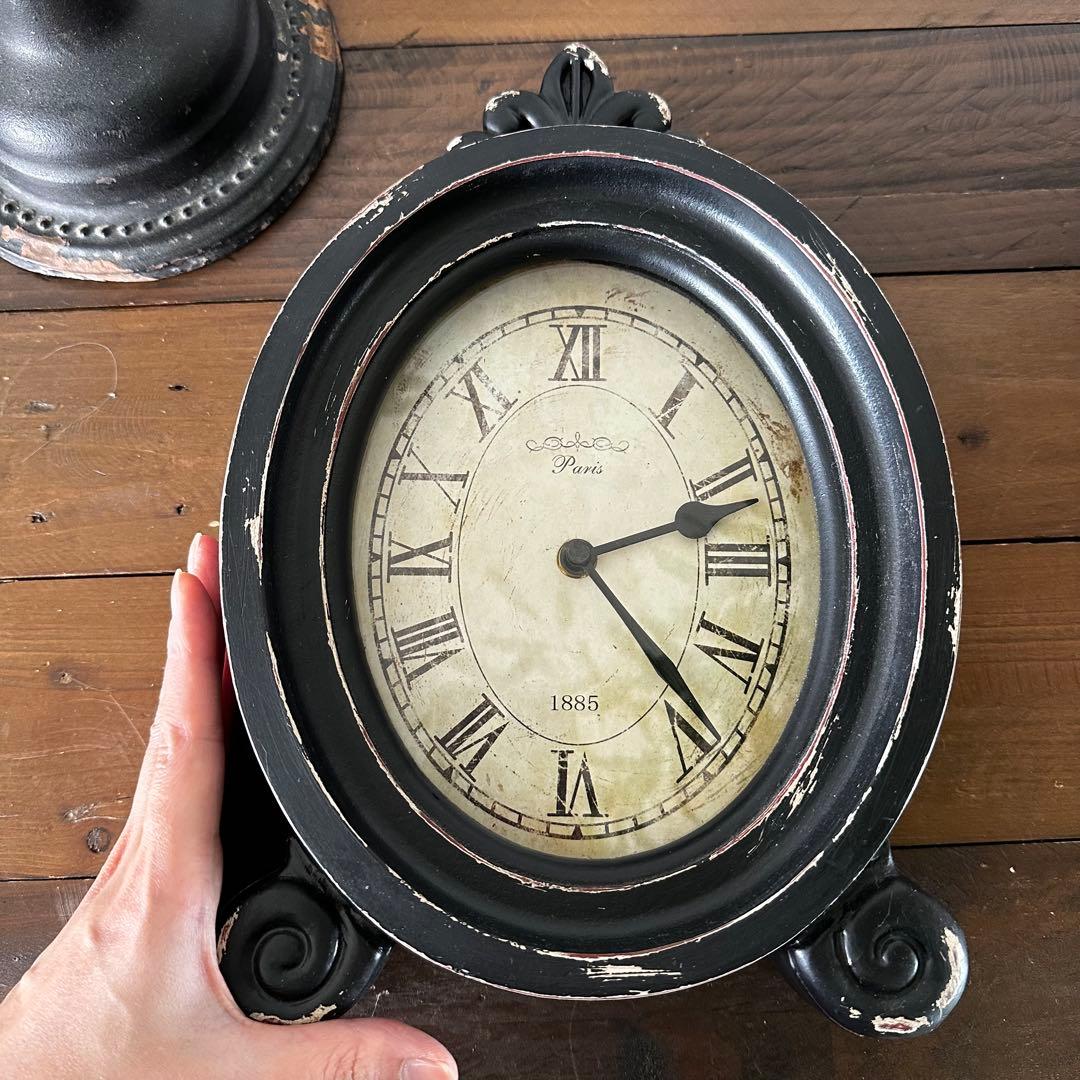 アンティーク風3点セット コンポート ケーキスタンド　置時計 キャンドルスタンド