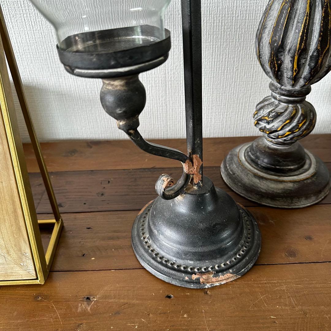 アンティーク風3点セット コンポート ケーキスタンド　置時計 キャンドルスタンド