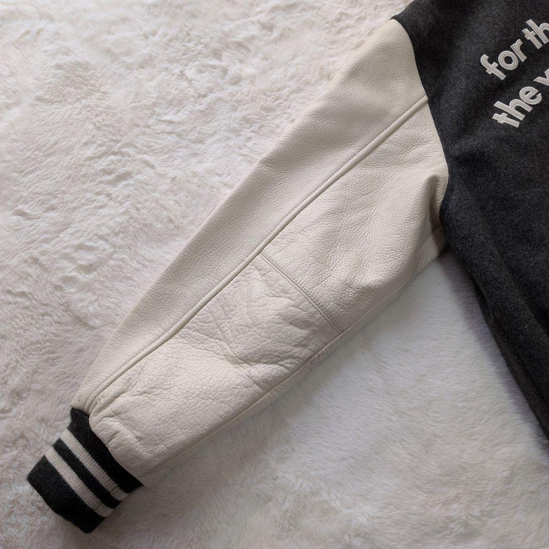 希少 美品 VAN JACスタジャン フルデコ 袖牛革 ワッペン グレー