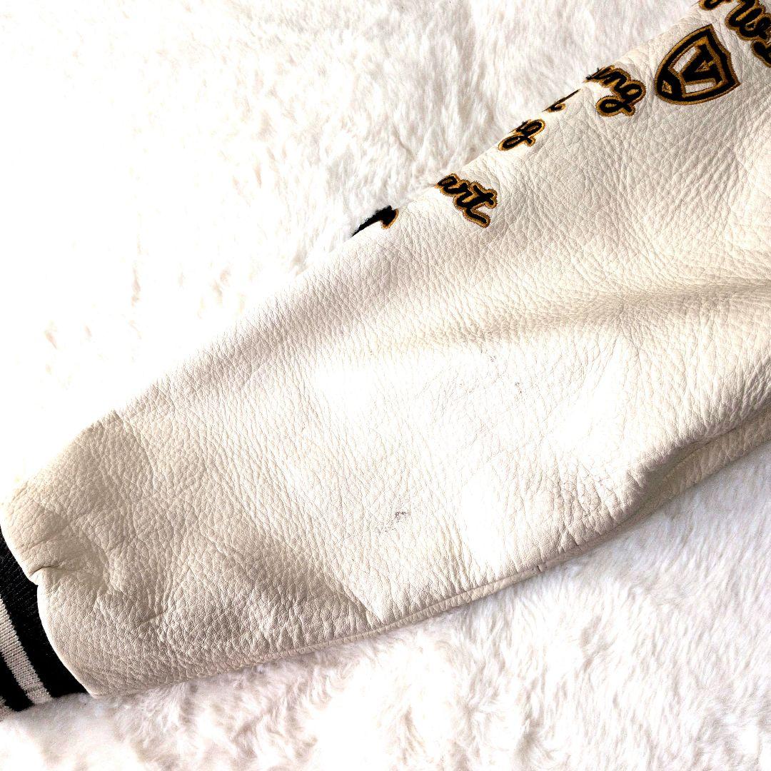 希少 美品 VAN JACスタジャン フルデコ 袖牛革 ワッペン グレー