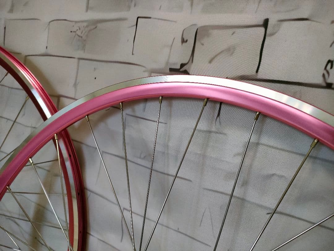 ピスト 競輪 前後ホイール 車輪 X-KEYMET(KINLIN) ピンク 傷有