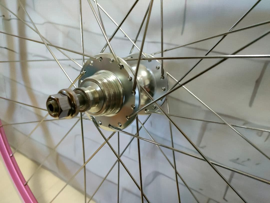 ピスト 競輪 前後ホイール 車輪 X-KEYMET(KINLIN) ピンク 傷有