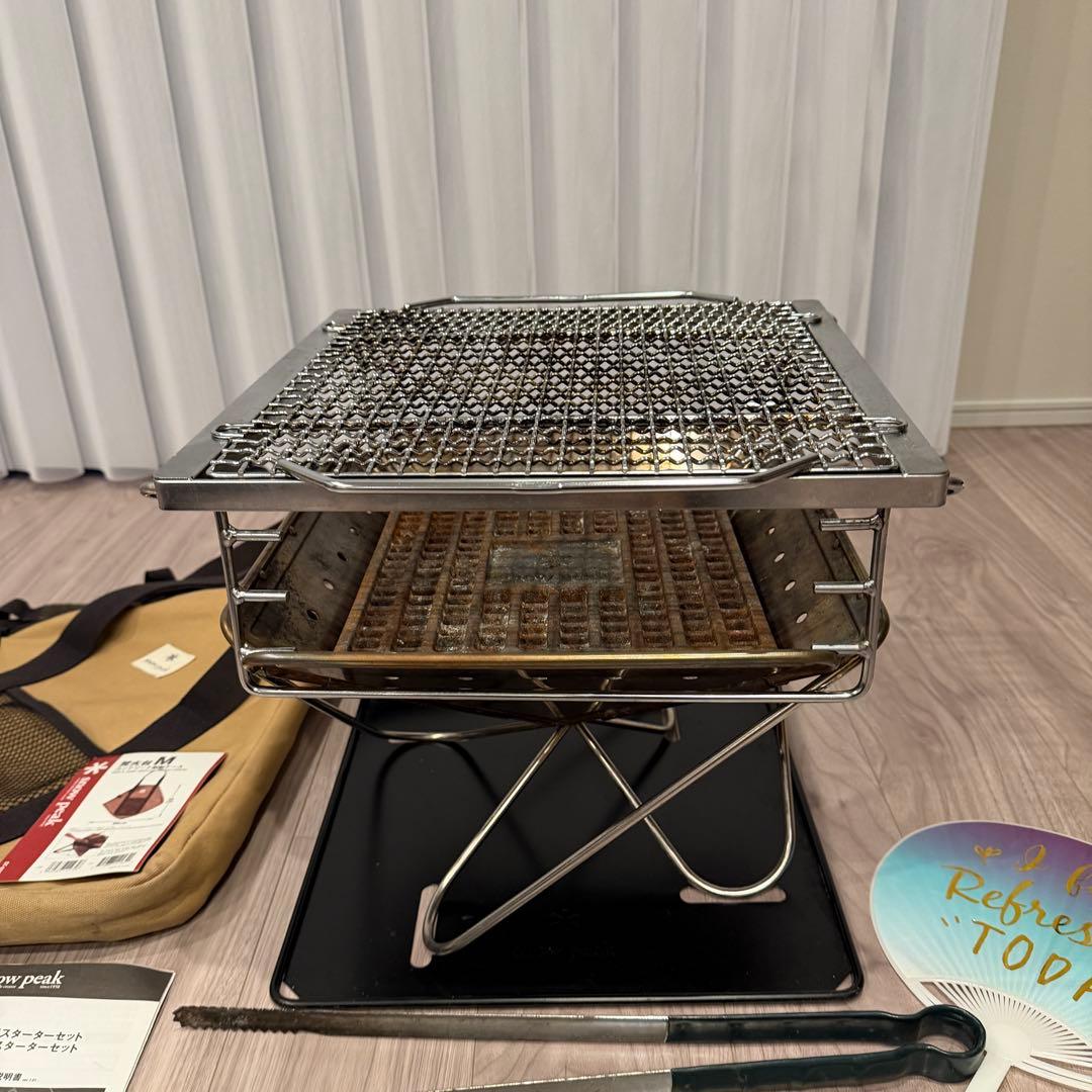 スノーピーク 焚き火台M ７点セット グリルブリッジ 焼網ProM スターター含