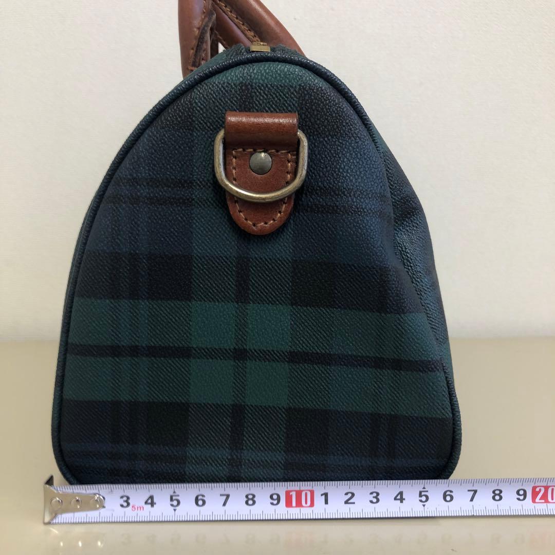 極美品 ポロラルフローレン ミニボストン ハンドバッグ タータンチェック 自立