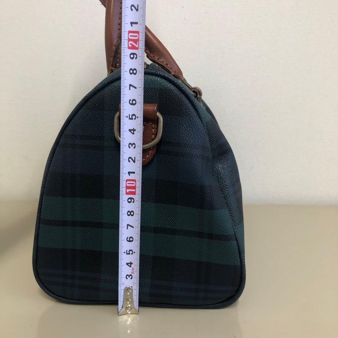 極美品 ポロラルフローレン ミニボストン ハンドバッグ タータンチェック 自立