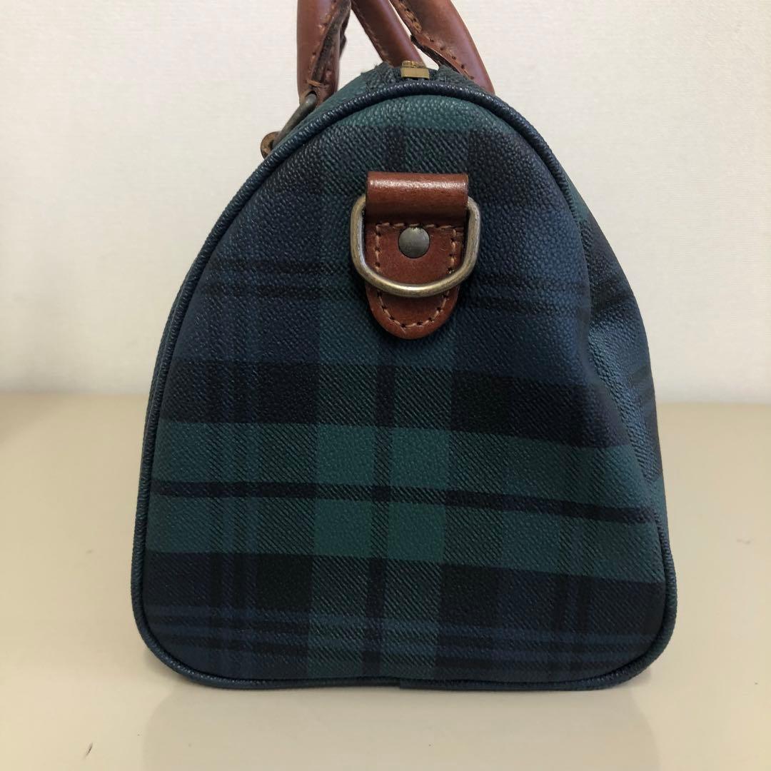 極美品 ポロラルフローレン ミニボストン ハンドバッグ タータンチェック 自立