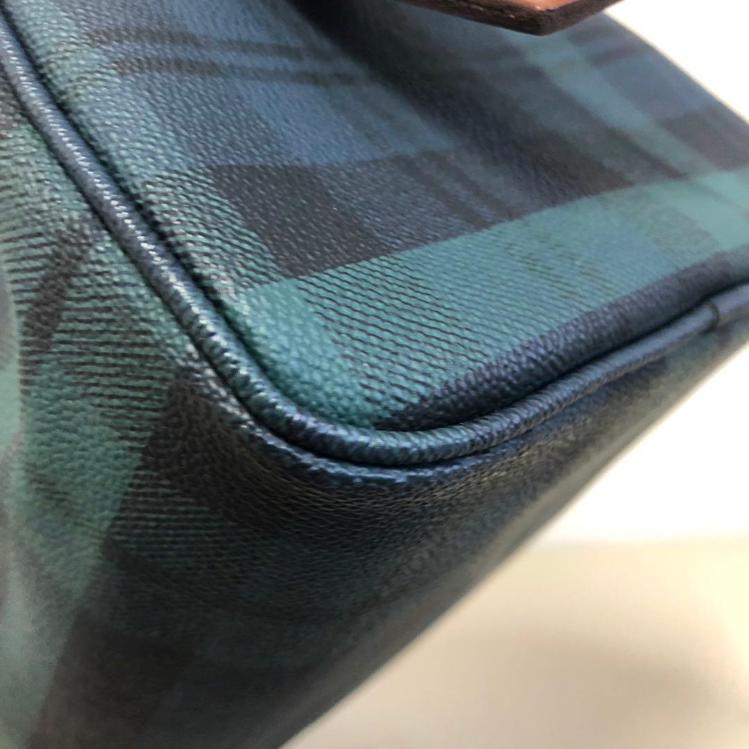 極美品 ポロラルフローレン ミニボストン ハンドバッグ タータンチェック 自立