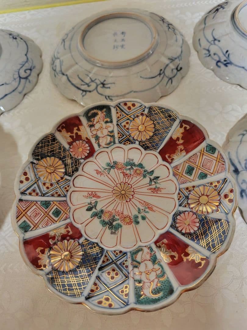 古伊万里　奇玉宝鼎之珍　大聖寺伊万里　6枚 中皿　17cm