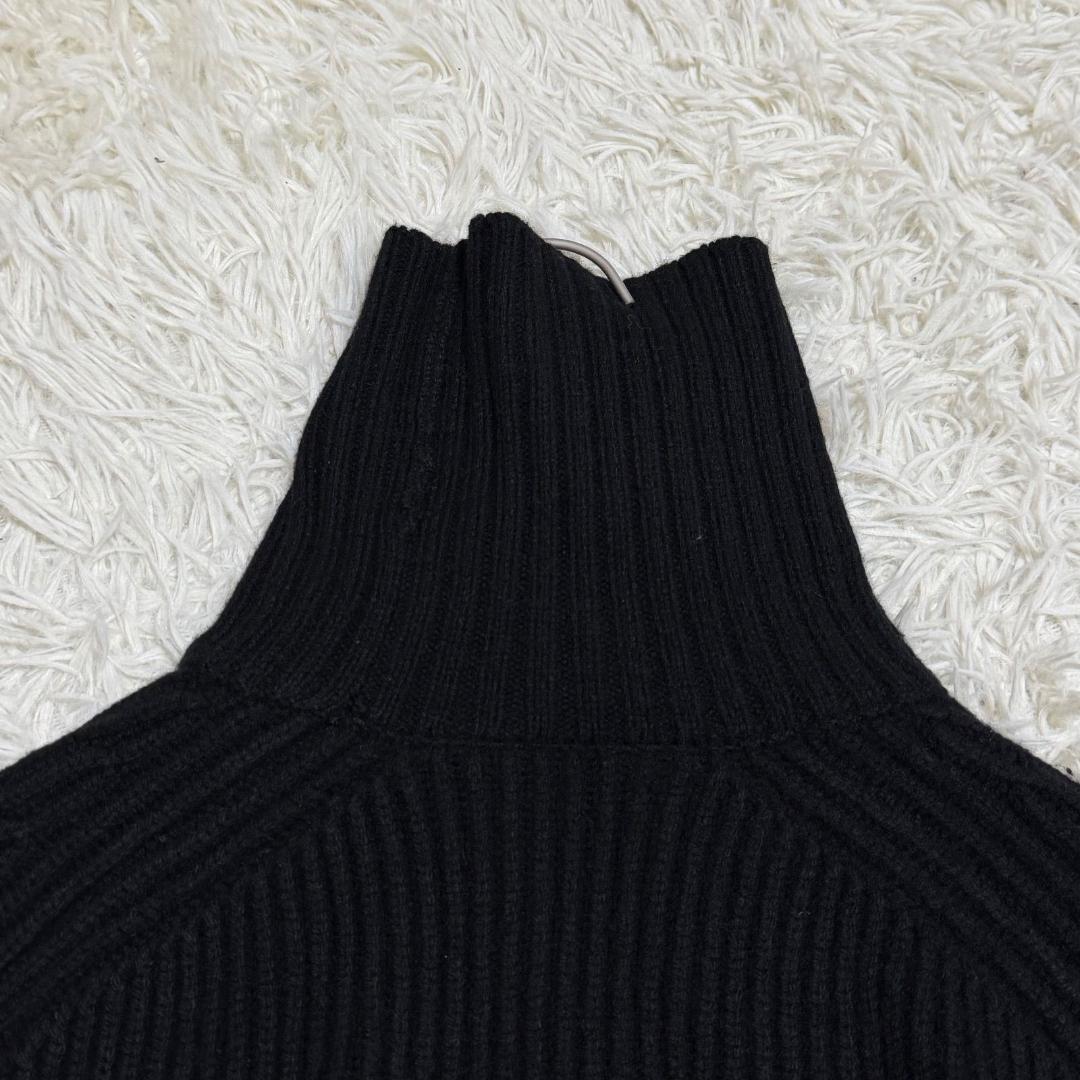 美品✨ドゥロワー ウールカシミヤ リブ編みタートルネックポンチョ 黒 ブラック