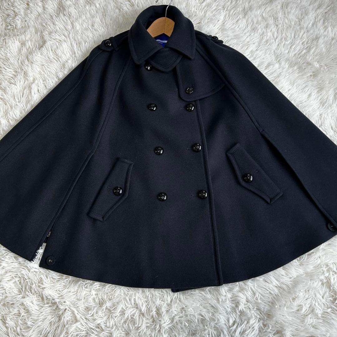 【極美品】バーバリーブルーレーベル ケープ　ポンチョ　コート ノバチェック　40