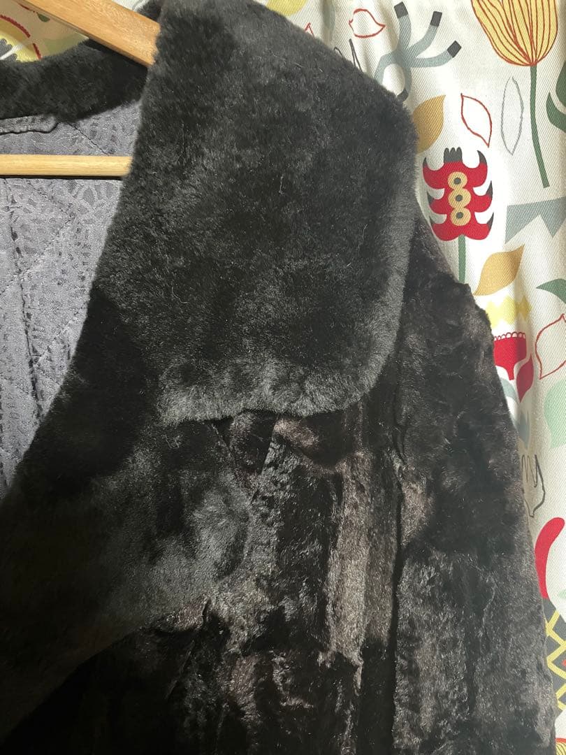 杉*家様 ロシア製 benka ボーダー メンズファーコート ムートン 本革 刺