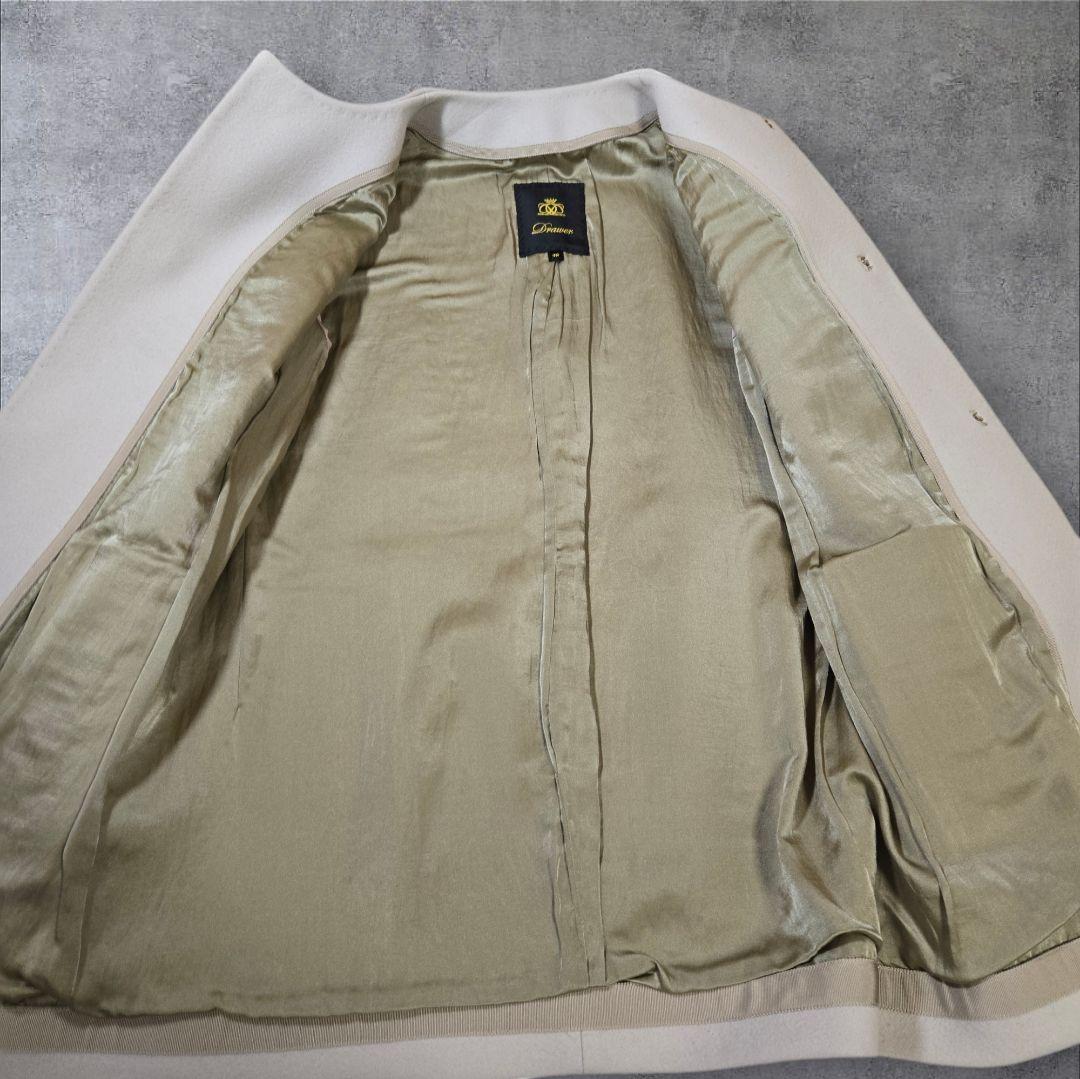 Drawer ドゥロワー メルトン ウールコート ノーカラーコート 38 M