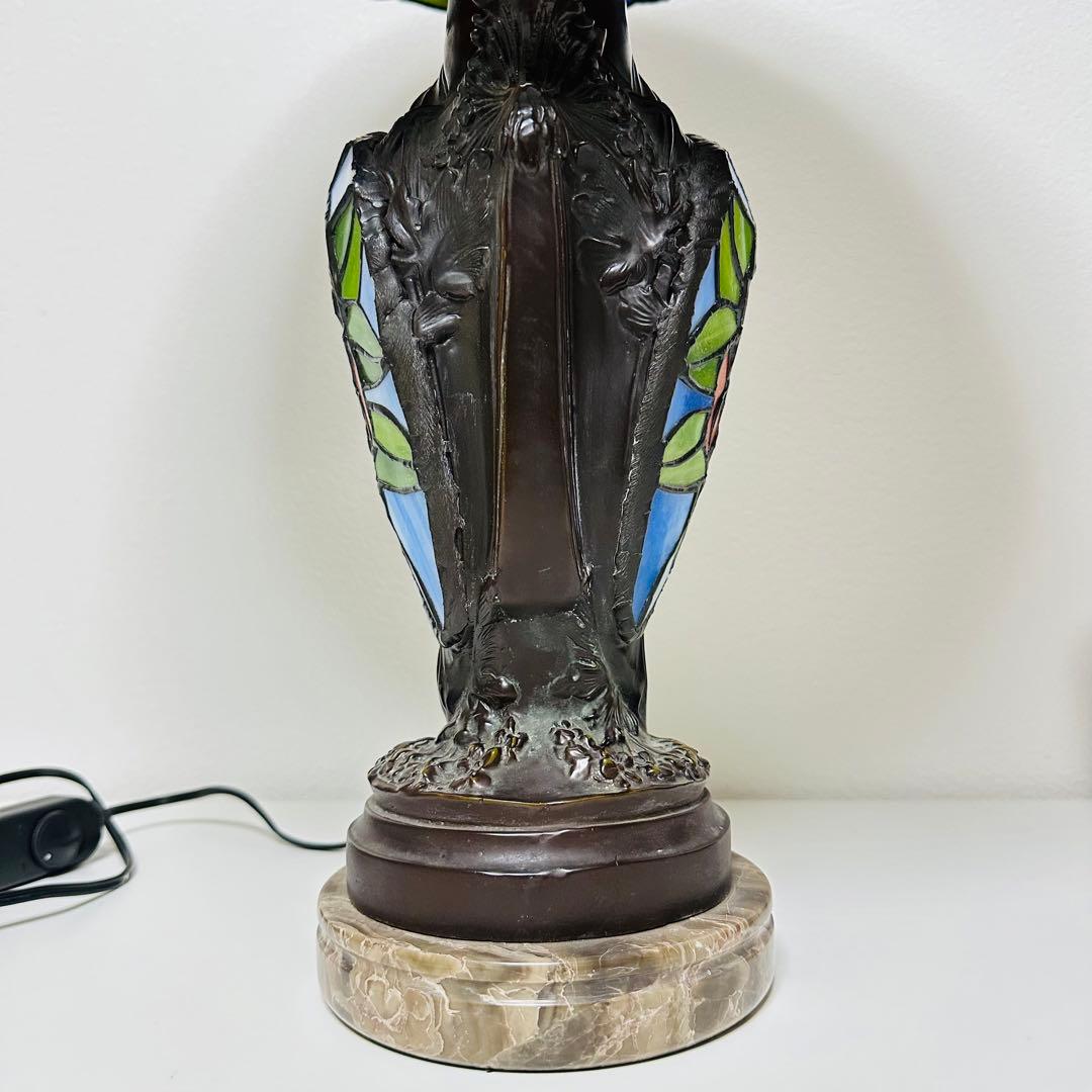 【超希少】美品 大理石 ステンドグラス ランプ 大型 4灯 調光 スタンドライト