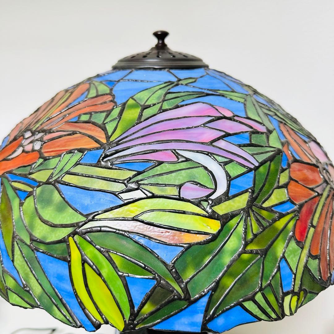 【超希少】美品 大理石 ステンドグラス ランプ 大型 4灯 調光 スタンドライト