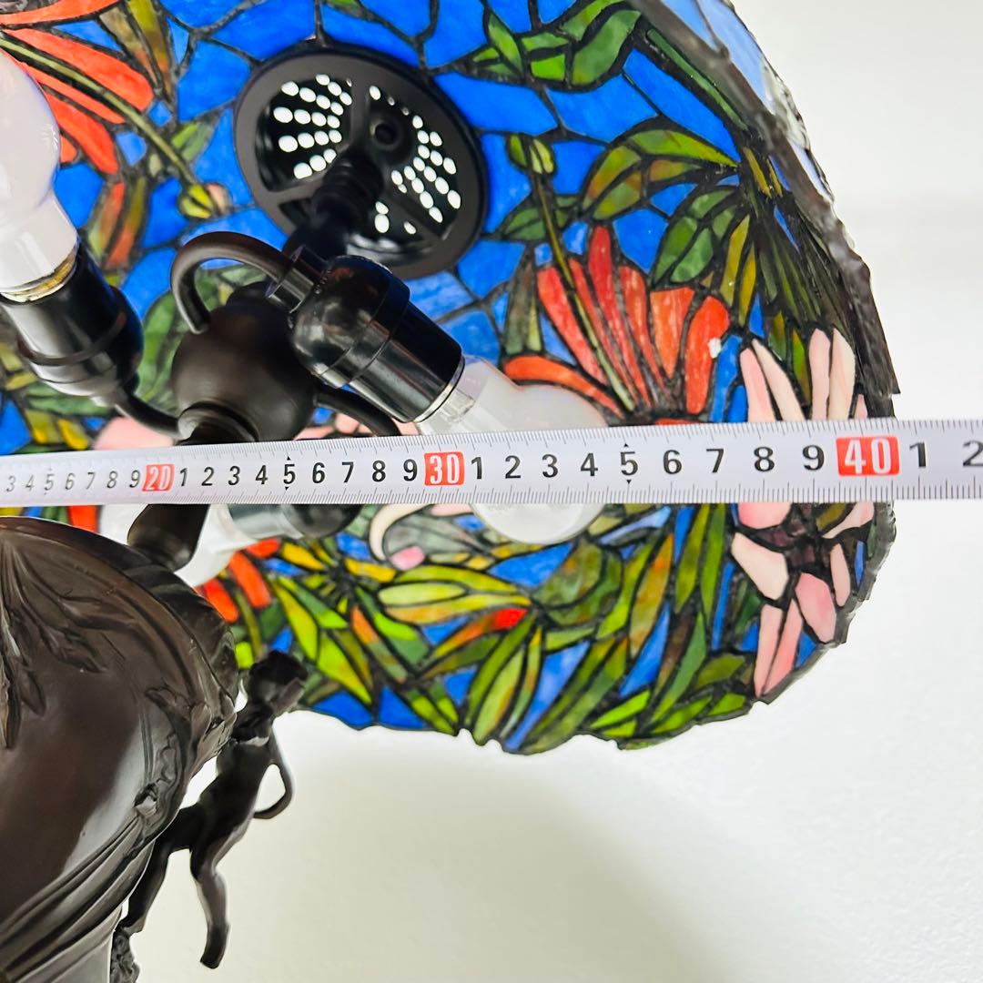 【超希少】美品 大理石 ステンドグラス ランプ 大型 4灯 調光 スタンドライト