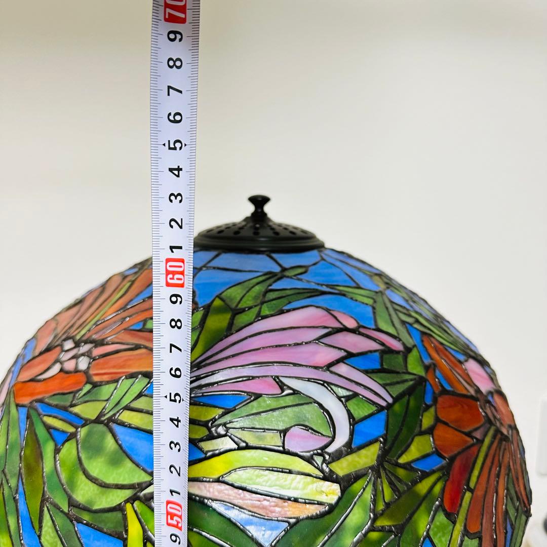 【超希少】美品 大理石 ステンドグラス ランプ 大型 4灯 調光 スタンドライト