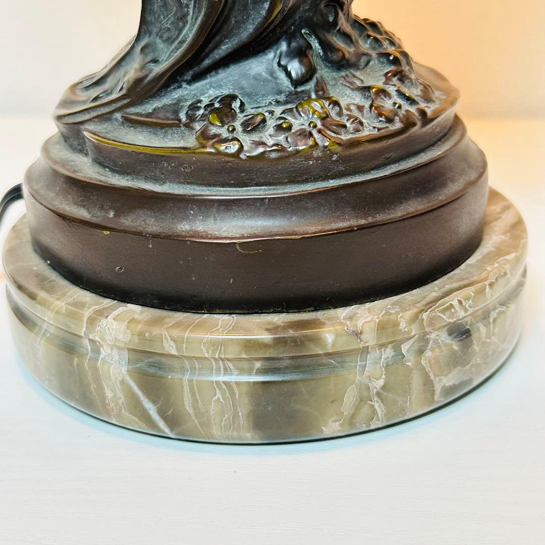 【超希少】美品 大理石 ステンドグラス ランプ 大型 4灯 調光 スタンドライト