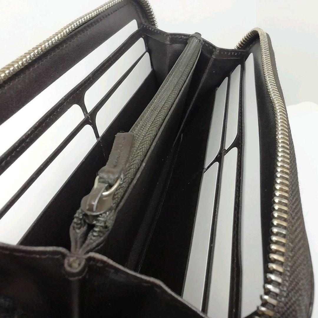 GUCCI　グッチ　シマレザー　ブラウン　ラウンドファスナー　保存袋・付属品