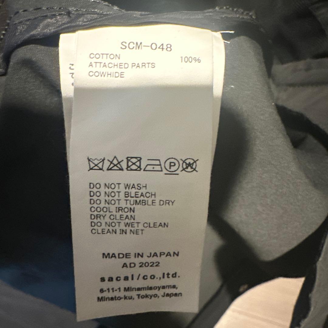 sacai メンズ　コットンモッズコート アウター ブラック　SCM-048