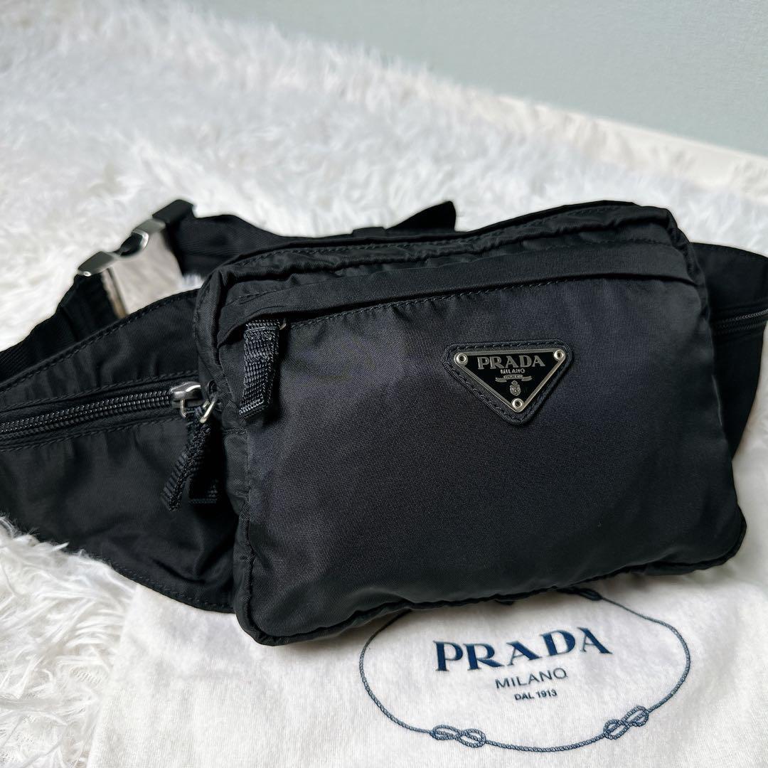 美品✨プラダ ウエストバッグ ボディバック 2vl001 テスートナイロン 黒