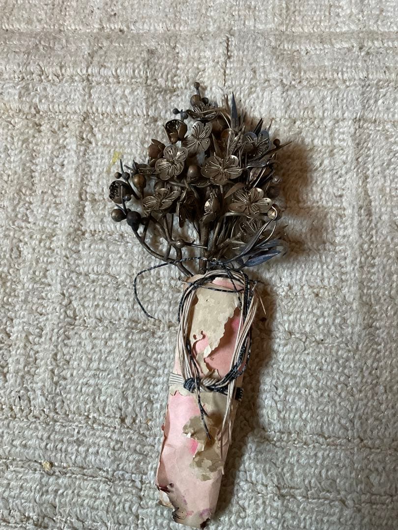 銀製／ボンボニエール・梅の花束。【大正レトロ・三越・銀製】。