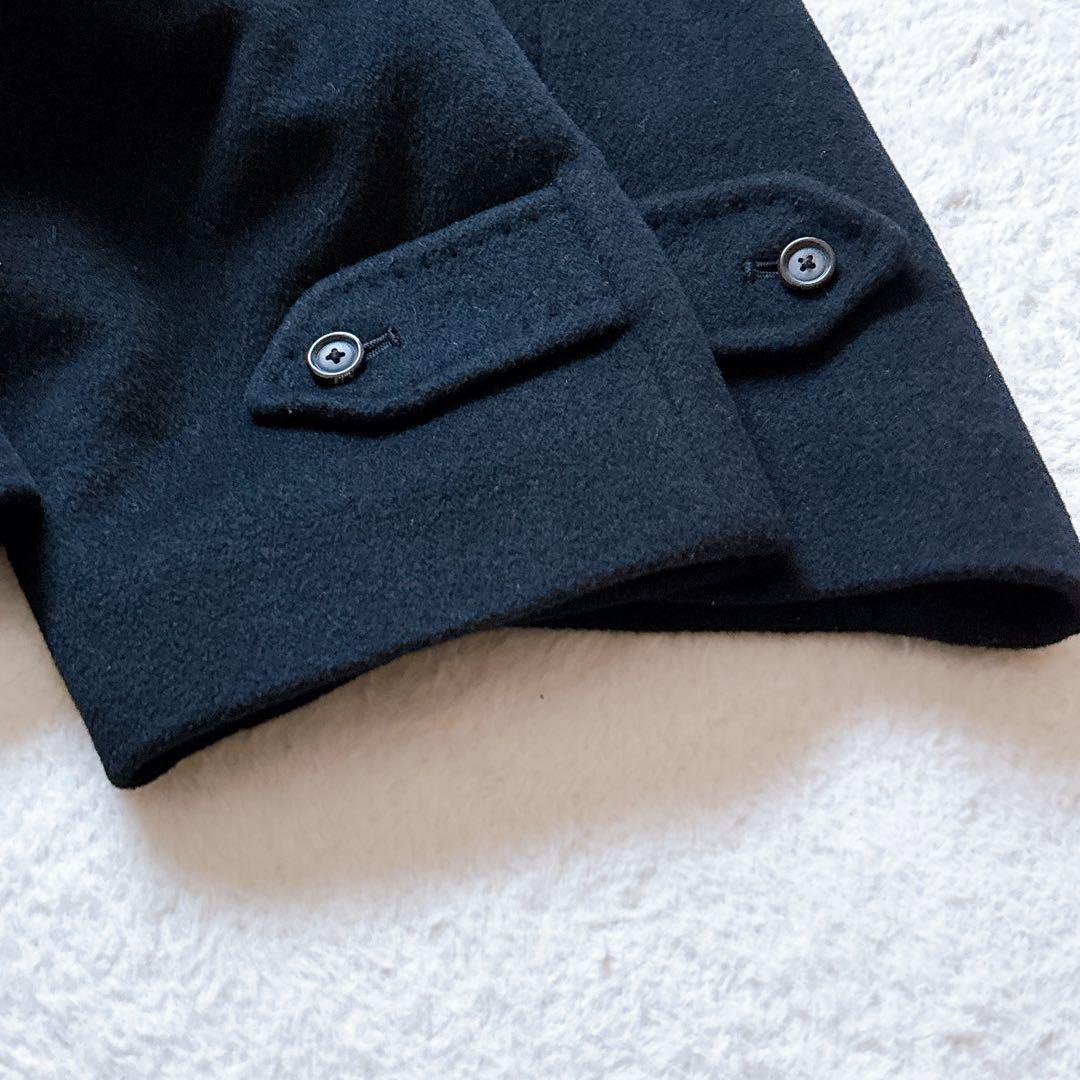 美品 バーバリーロンドン カシミヤ アンゴラ混 ハーフコート 黒 ノバチェック