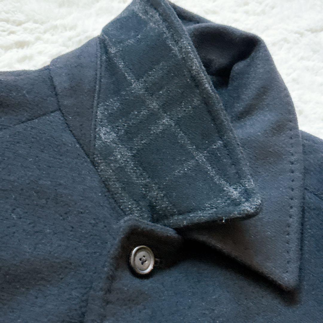 美品 バーバリーロンドン カシミヤ アンゴラ混 ハーフコート 黒 ノバチェック