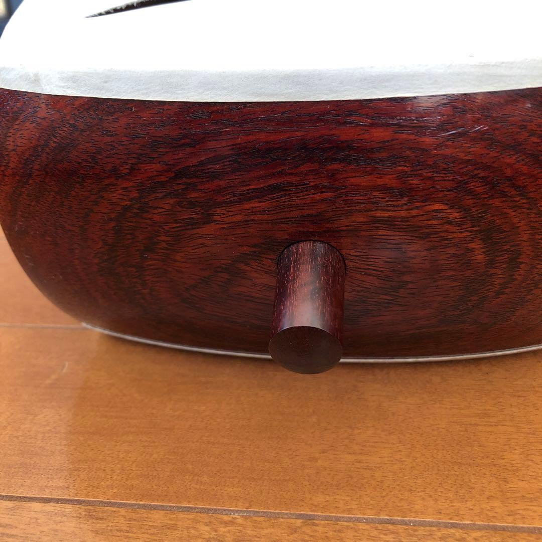 三味線　美品　地唄用　子持ち綾杉彫　金細　ケース付き