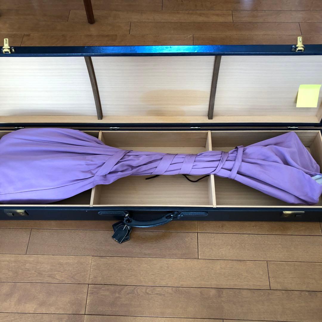 三味線　美品　地唄用　子持ち綾杉彫　金細　ケース付き